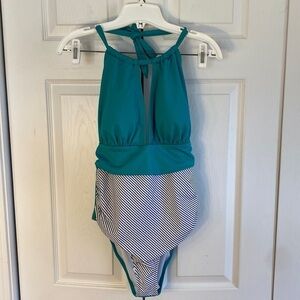 Cupshe Teal Green Halter One Piece Bathing Suit Size Large NWT